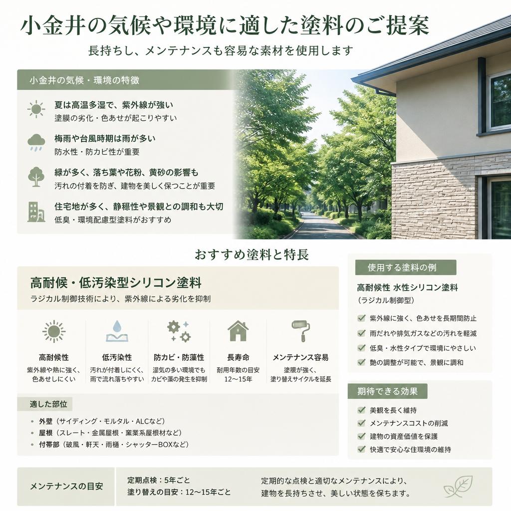 小金井の特性に合わせた塗料選び