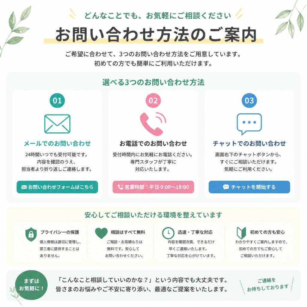 まずはお気軽にお問い合わせを